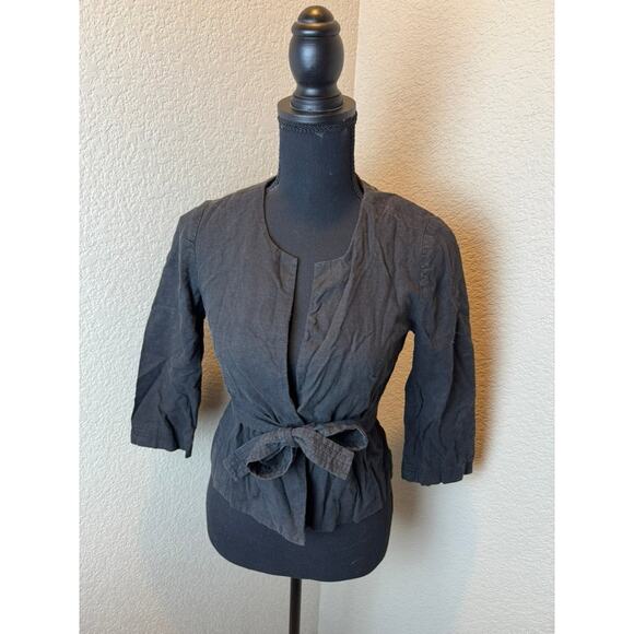 Ann Taylor Loft Petite 0P Gray Tie Front 3/4 Sleeve Cardigan - Picture 1 of 3